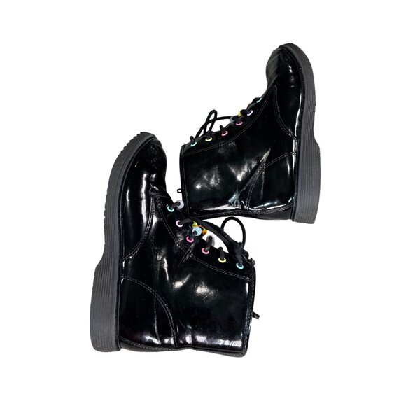 Black Lace-Up Ankle Boots With Colorful Beads Girls Size 4 - Picture 6 of 7